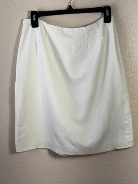 100% Linen Ivory Skirt Size 8 Classic Summer Lined